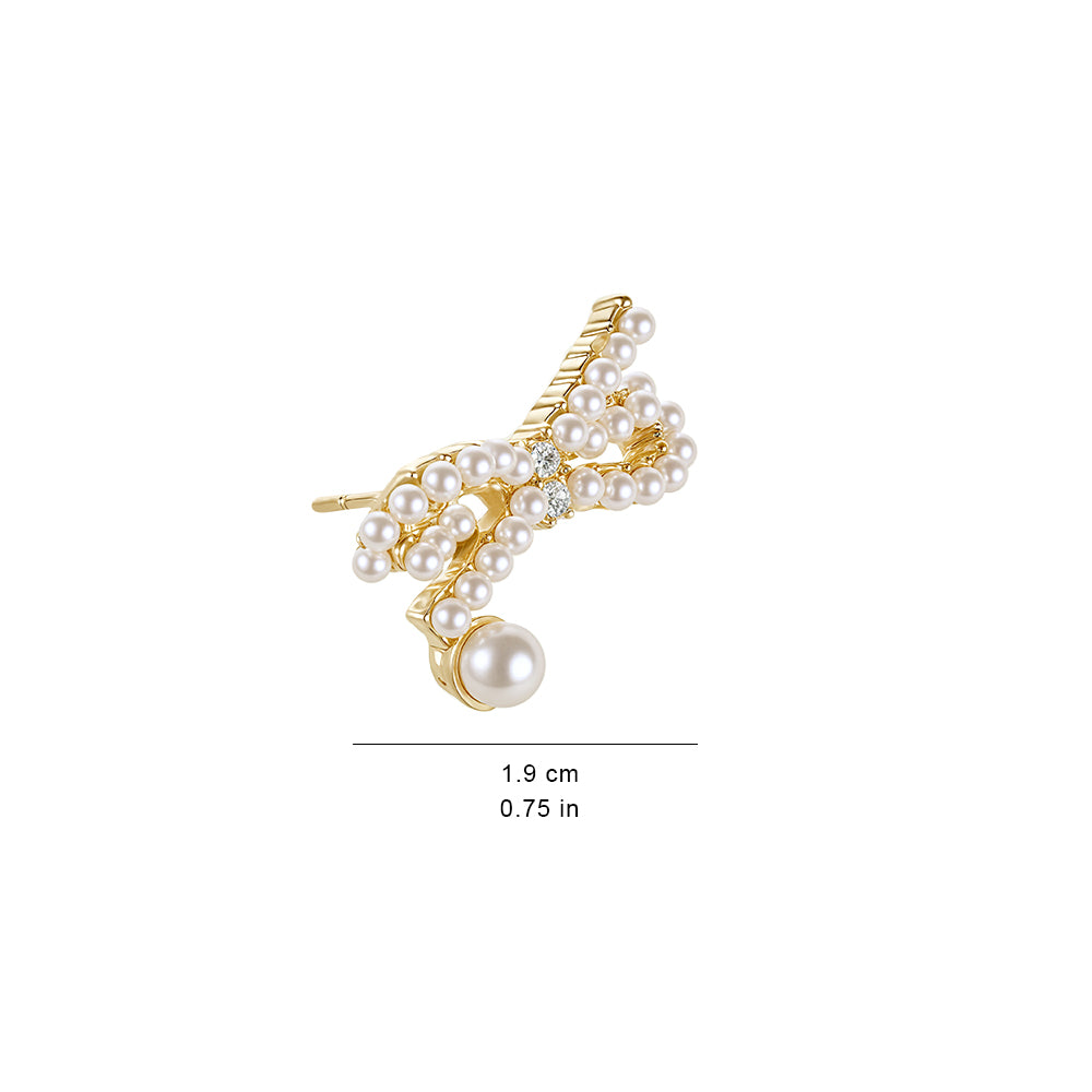 Fashionable 925 silver needle cross mini pearl butterfly earrings