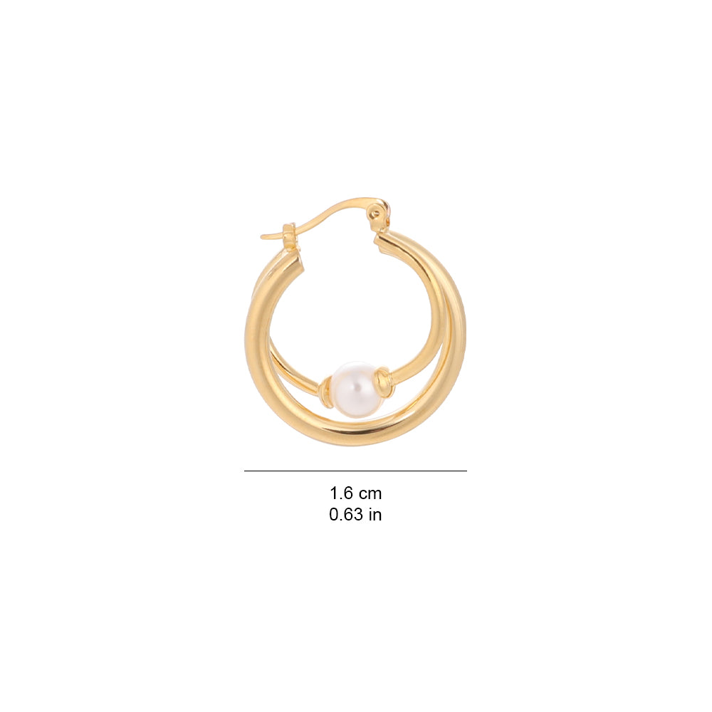 Vintage Style Simple and Elegant Crossed Pearl Hoop Earrings