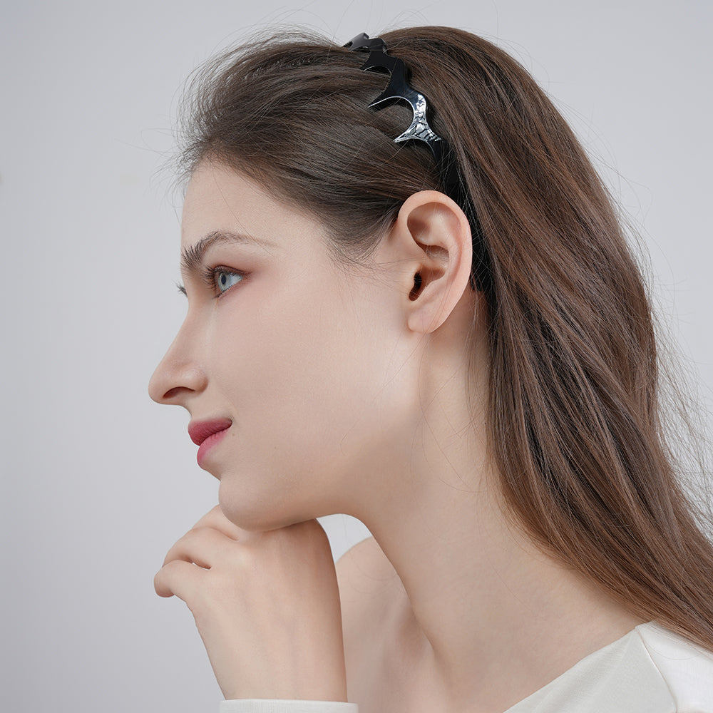 Simple black face washing hair band, anti-slip pressure hair band, toothed hair clip